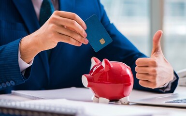 Man paying with credit card online