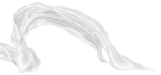 Beautiful flowing fabric of white wavy silk or satin. 3d rendering image.