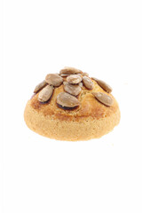 sunflower seeds chips cookies on white background in top view