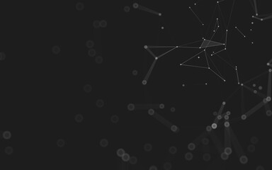 Abstract background. Molecules technology with polygonal shapes, connecting dots and lines. Connection structure. Big data visualization.