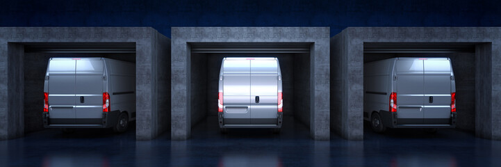 Fototapeta premium delivery van with roll up door. 3d rendering
