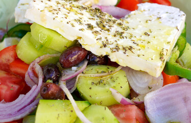 Greek salad of vegetables and cheese