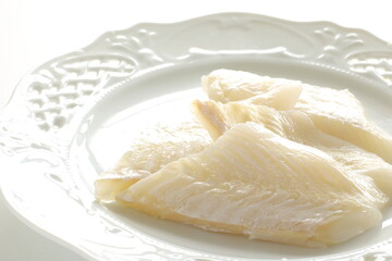 freshness flat fillet fish on plate , for cooking ingredient