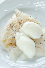 freshness flat fillet fish on plate , for cooking ingredient