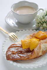 mango pastry and drink for breakfast 
