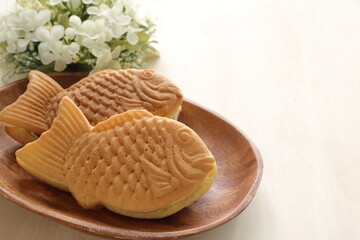 Japanese food, cream green tea Taiyaki fish shaped confectionery
