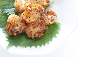 Korean food, homemade chili pepper and scallop for gourmet 