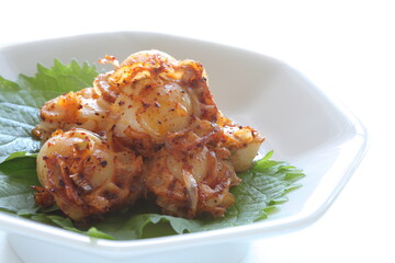 Korean food, homemade chili pepper and scallop for gourmet 
