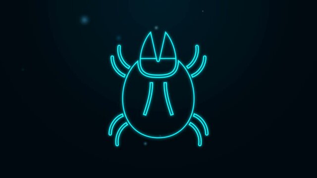 Glowing neon line Parasite mite icon isolated on black background. 4K Video motion graphic animation