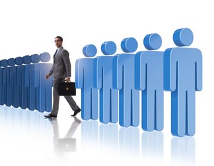 The standing out from crowd concept with businessman