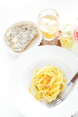 Italian food, gourmet Mullet roe Karasumi pasta