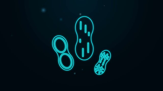 Glowing neon line Peanut icon isolated on black background. 4K Video motion graphic animation