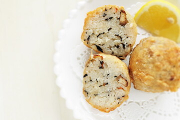 Homemade deep fried rice ball for fusion food