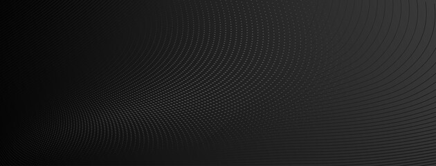 Abstract halftone background of small dots and wavy lines in gray and black colors