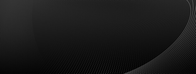 Abstract halftone background of small dots and wavy lines in gray and black colors