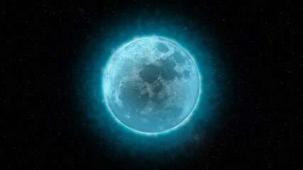 Fototapeta na wymiar blue lunar eclipse and full moon
