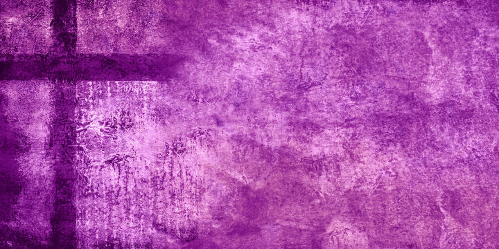  red violet cross with copy space, textured painting, worship slide background / wallpaper, holy week / communion image