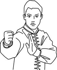 the vector illustration of the kungfu martial art coach
