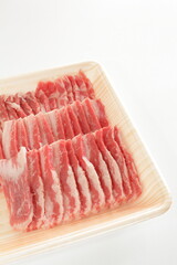 Freshness Japanese marble beef in food tray for Korean barbecue cooking