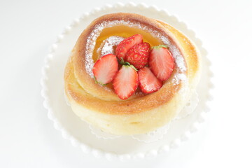 strawberry on sweet bun with copy space