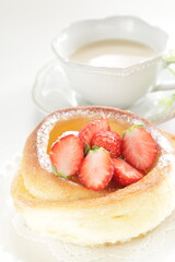 strawberry on sweet bun with copy space