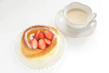 strawberry on sweet bun with copy space