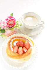 strawberry on sweet bun with copy space