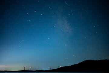 Mountains and blue night sky