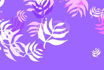 Light Purple vector doodle backdrop with leaves.
