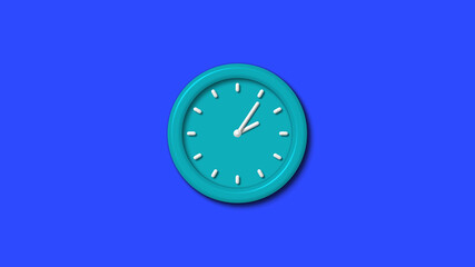 Amazing 12 hours 3d wall clock on blue background,wall clock