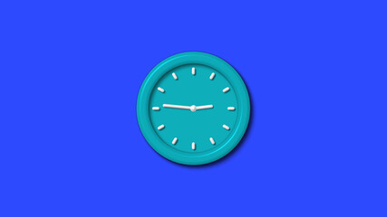 Amazing 12 hours 3d wall clock on blue background,wall clock