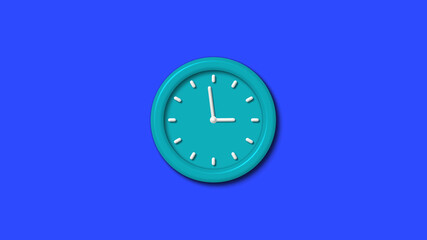 Amazing 12 hours 3d wall clock on blue background,wall clock