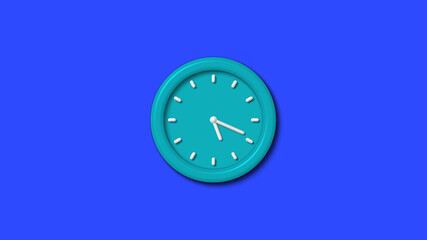 Amazing 12 hours 3d wall clock on blue background,wall clock