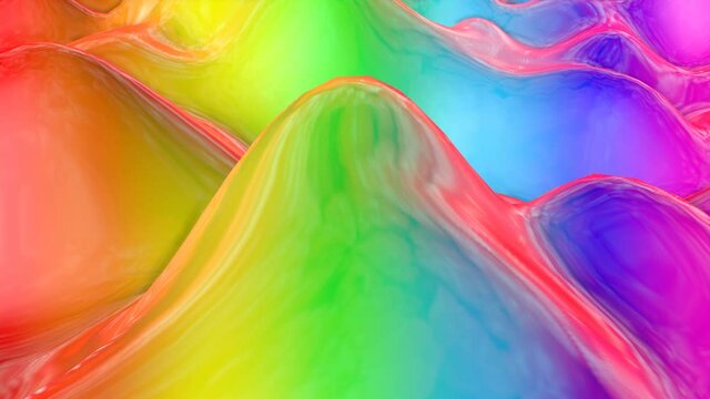 animated loop rainbow background. smooth multicolored abstract surface. 3d render