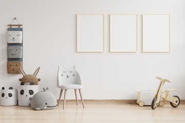 Interior mockup nursery room, kids room, wall frame mockup.