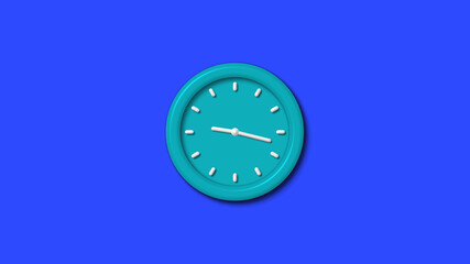 New cyan color 3d wall clock on blue background,wall clock