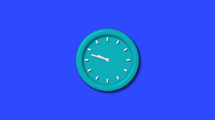 New cyan color 3d wall clock on blue background,wall clock