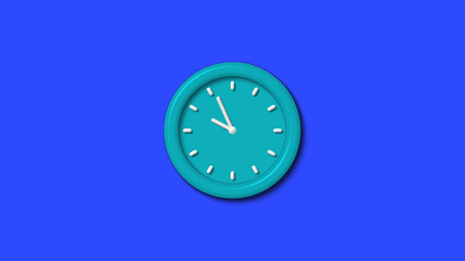 New cyan color 3d wall clock on blue background,wall clock