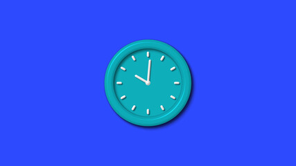 New cyan color 3d wall clock on blue background,wall clock