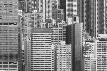 Fototapeta na wymiar Exterior of high rise buildings of Hong Kong city