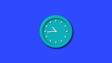 New cyan color 3d wall clock on blue background,wall clock