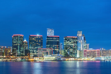 Fototapeta premium Skyline of downtown district of Hong Kong city at night