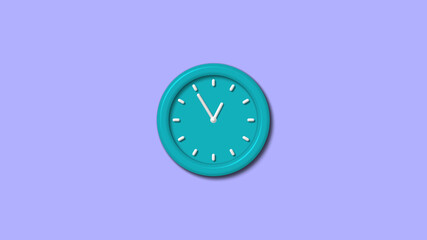 New cyan color 3d wall clock on blue light background,clock