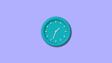 New cyan color 3d wall clock on blue light background,wall clock