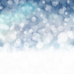 Christmas background with falling snowflakes on blue sky. Vector