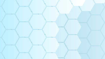 Abstract background with layers of light blue hexagons