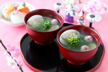 ひなまつり　うしお汁　菜の花