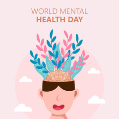 Hand drawn world mental health day