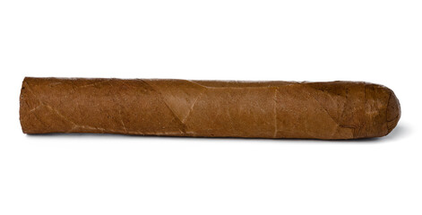 One hand rolled cigar isolated on white