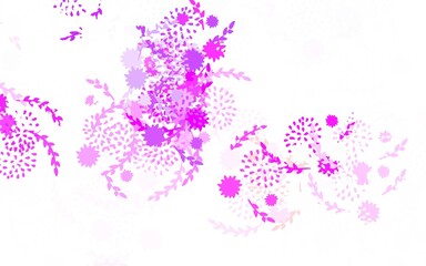 Light Purple vector doodle pattern with flowers, roses.